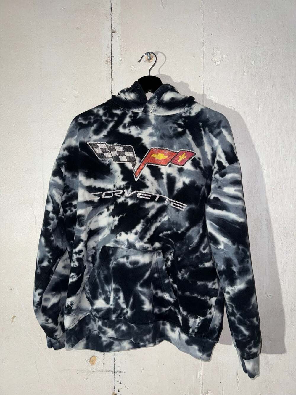 Chemistry x Corvette Black and White Tie Dye Hoodie